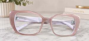 Prada VPR01Y Oversized Cateye Eyeglasses Frames Pink Lilac Italy